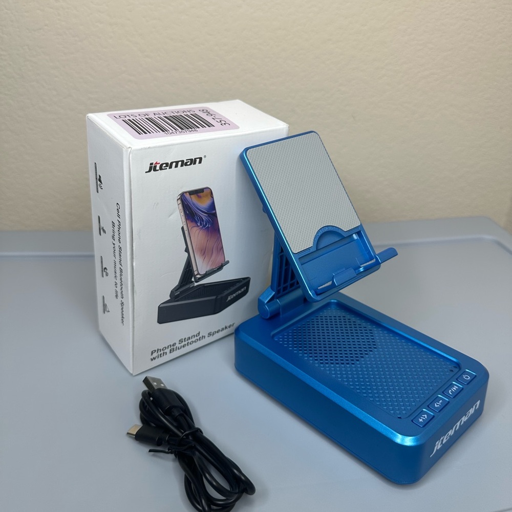 New! Blue Jteman Phone Stand with Bluetooth Speaker